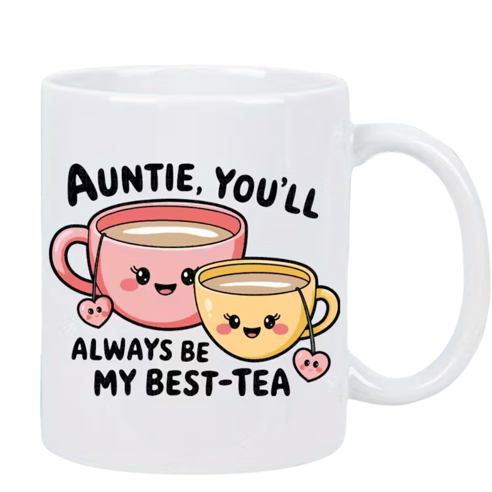 11 oz Ceramic Best Aunt Tea Coffee Mug Cartoon Heart Design Drinkware