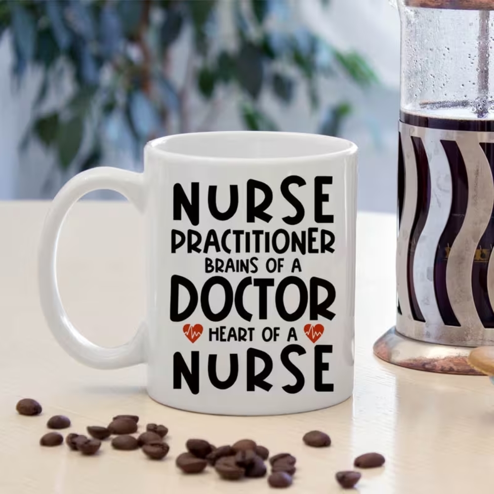 Nurse Practitioner Ceramic Mug - 11oz, Machine Washable, Insulated, Non-Slip Base