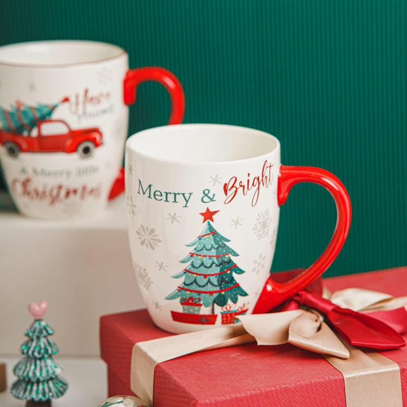  Set of 4 Porcelain Ceramic Christmas Mug