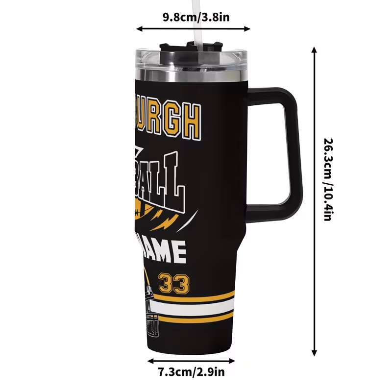 custom pittsburgh 40oz travel mug with handle personalized name design coffee water ideal gift for valentines day easter mothers day fathers day mug 5