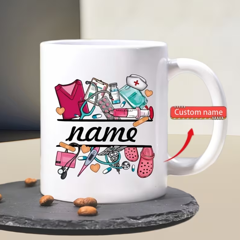 Medical-Themed Ceramic Mug with Personalized Name