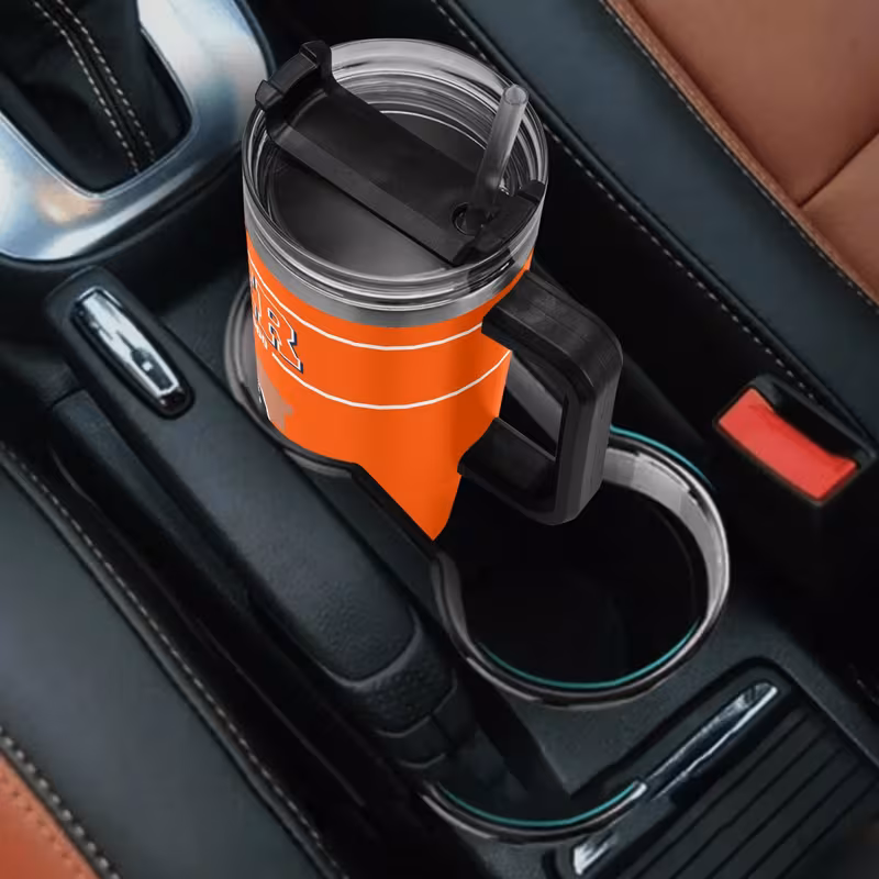 customizable football 40oz stainless steel vacuum vacuum with lid straw personalized name car cup reusable travel mug for coffee gift for fans ideal for cars offices home 3