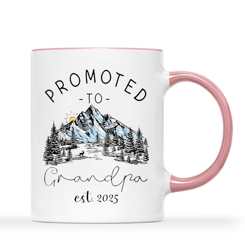Ceramic Coffee Mug, "Promoted to Grandpa" Design, Ideal New Grandparent Gift, Grandparents Announcement Keepsake
