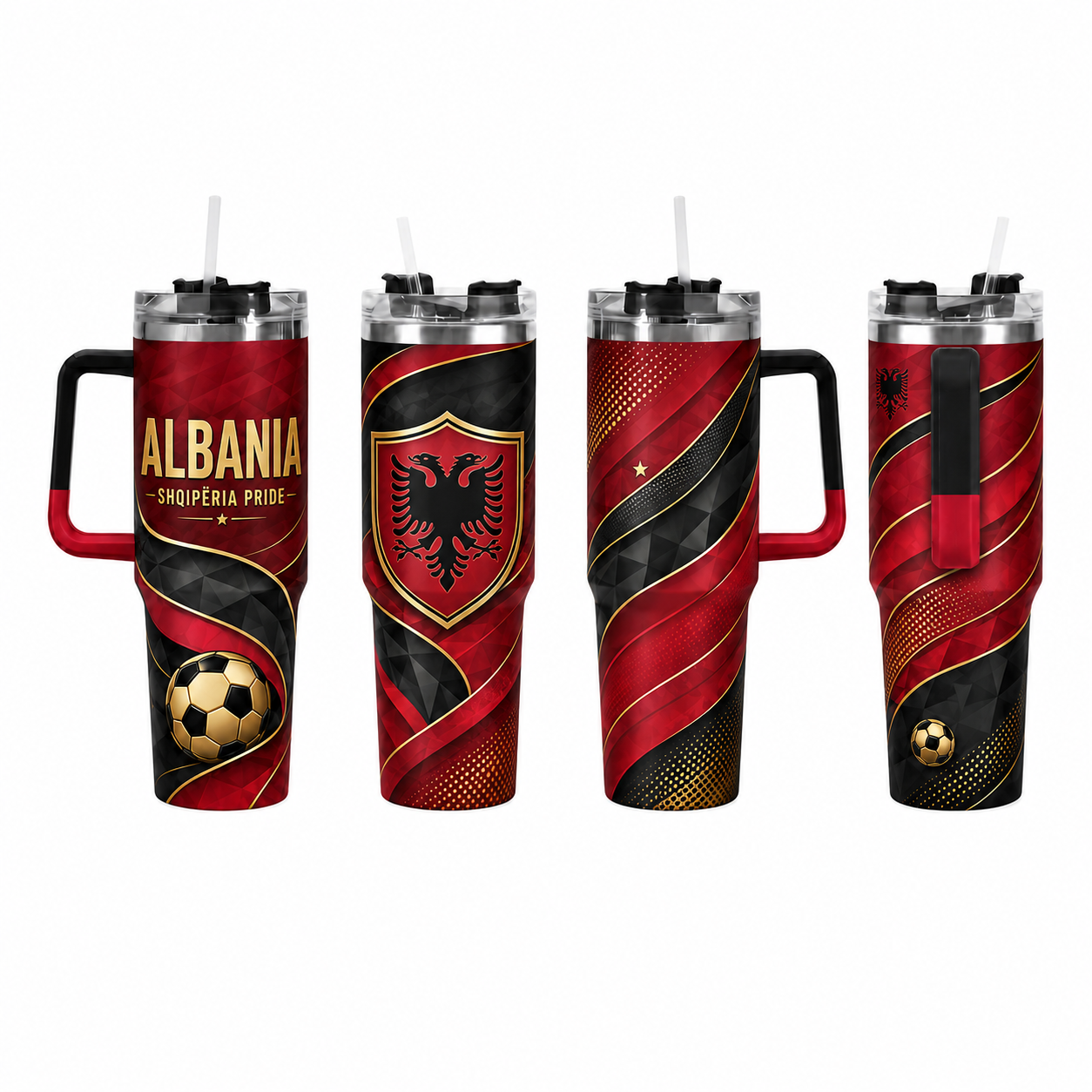 FIFA 2026 Albania Football Sports All Over Printed 40oz Tumbler With Straw And Lid