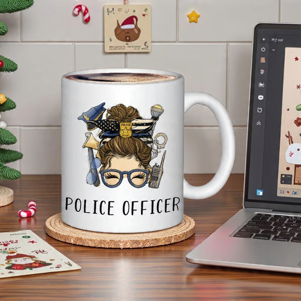 11oz Ceramic Police Officer Print Coffee Mug