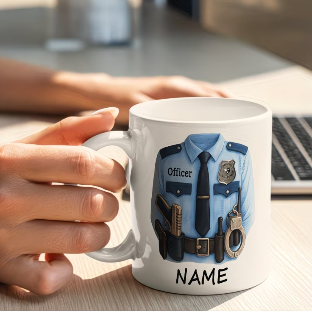 Personalized Police Officer Name Badge Ceramic Coffee Mug