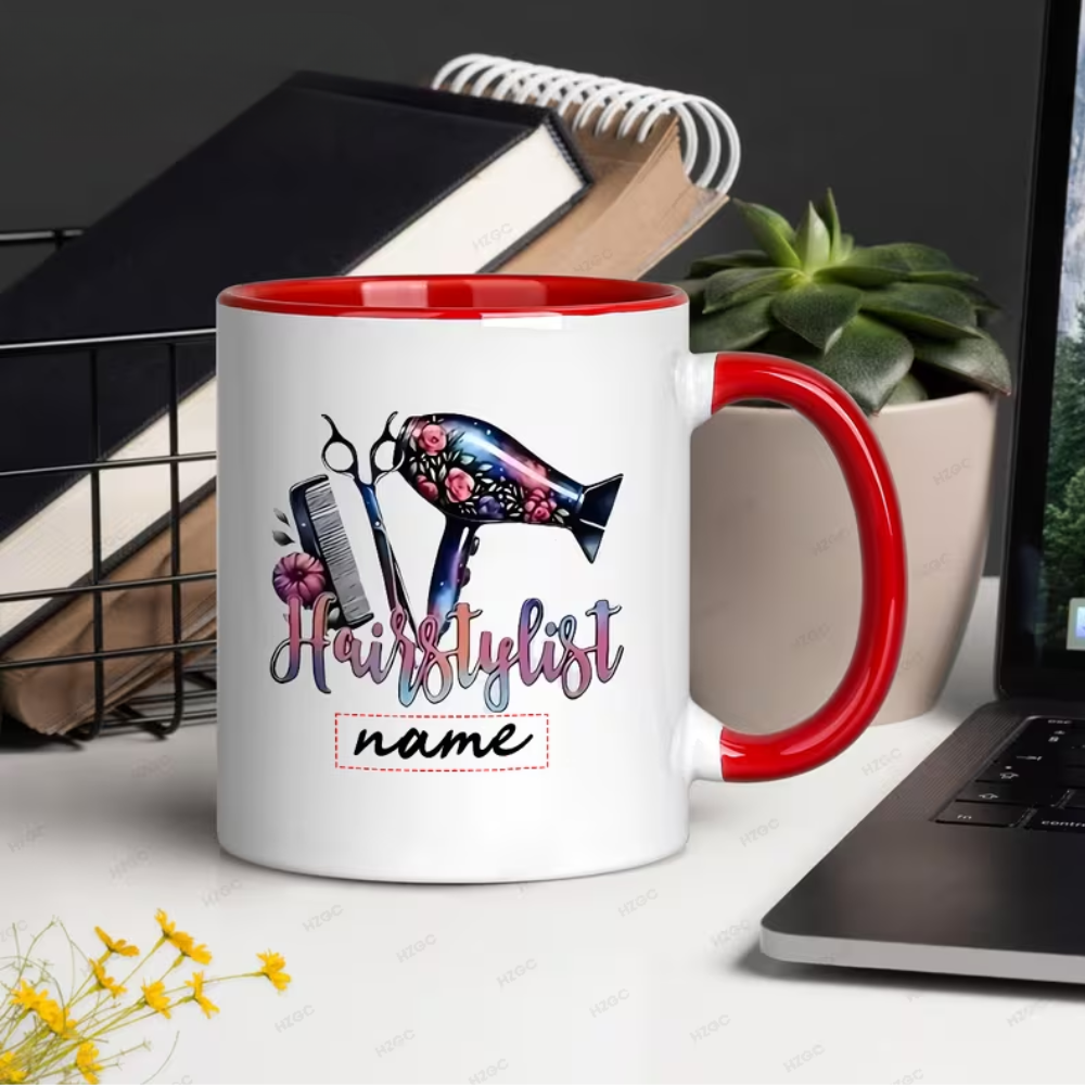 1pc Personalized Hairstylist Mug with Name/Text - 11oz Ceramic Hairdressing Cup,