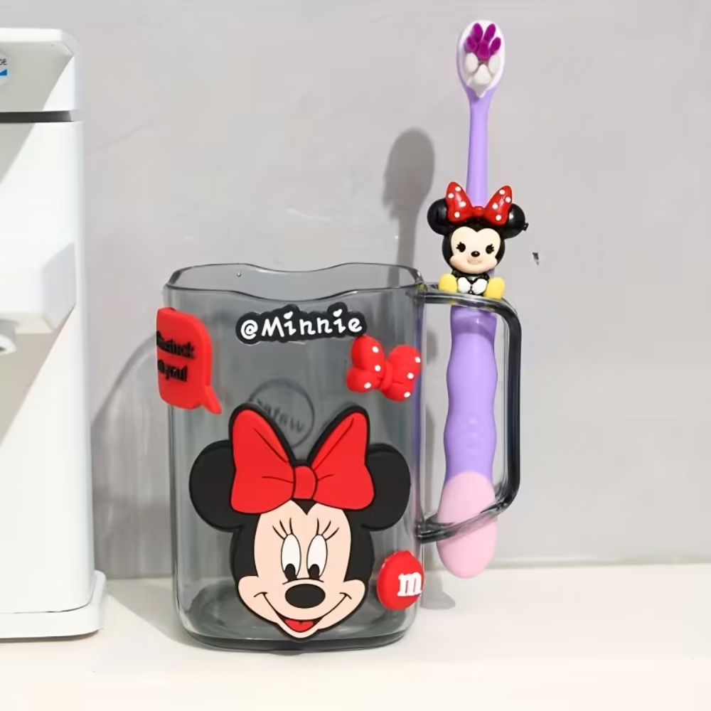1 Piece Cartoon Mickey And Minnie Toothbrush Set With Mug 