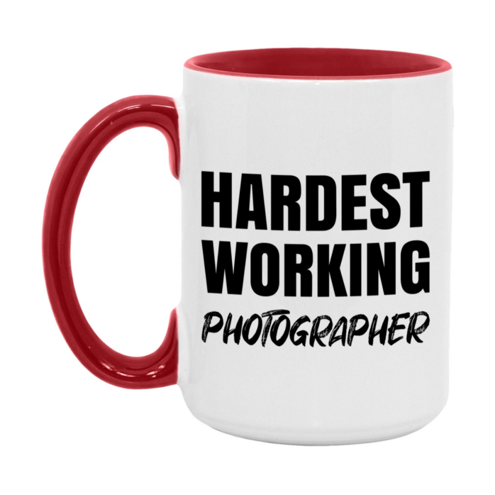 Photographer Superlative Mug, Hardest Working Photographer, 11oz or 15oz Ceramic Coffee Mug
