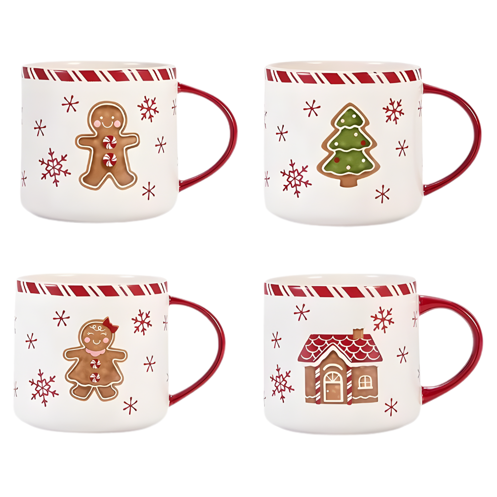 Sets of 4 Christmas Merry Ceramic Mug 