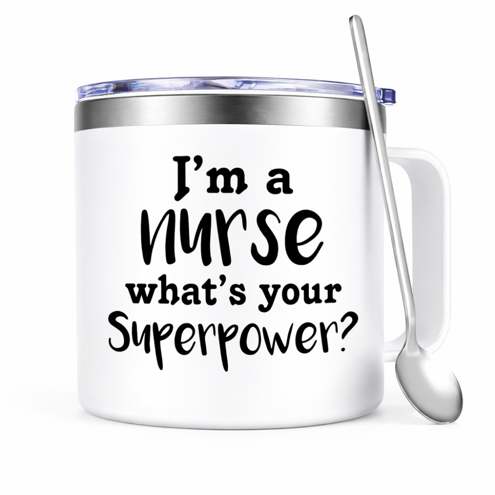 14oz Nurse Superpower Quote Print Coffee Mugs Set