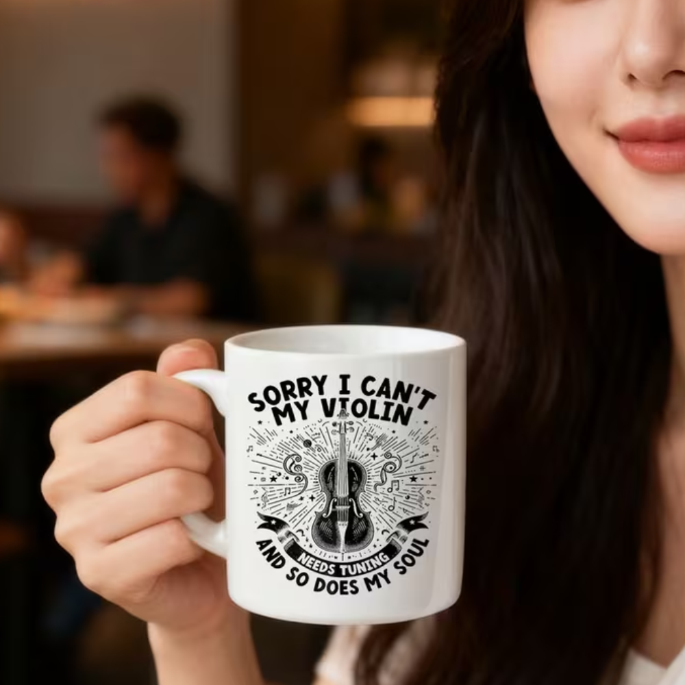 Funny Violin Tuning Quote Print 11oz Musician Coffee Mug