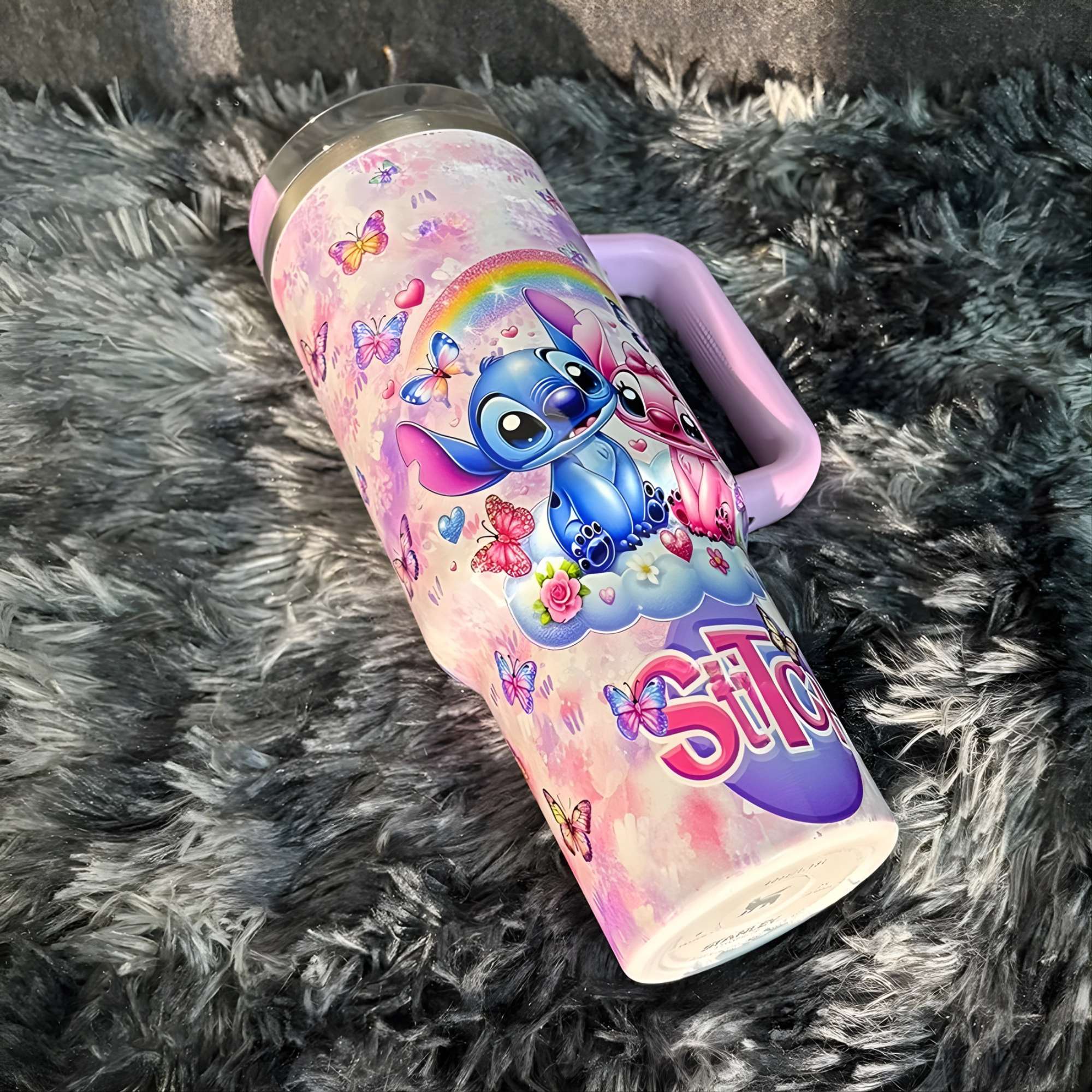 Cartoon Butterfly Design Tumbler With Handle For Daily Use