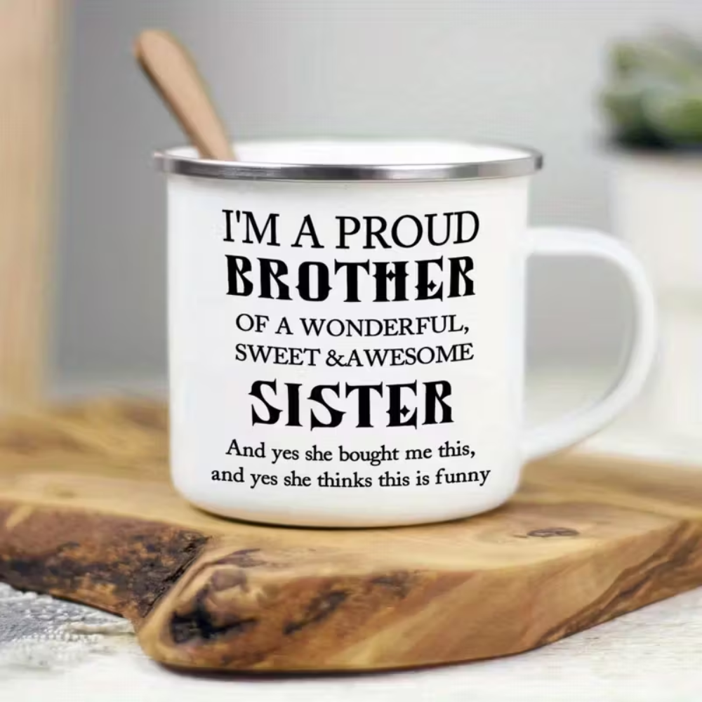 Brother's Delight: 12oz Enamel Coffee Cup - Perfect Gift for Brothers, Ideal for Christmas, Father's Day & Thanksgiving, Great for Camping & Outdoor Adventures