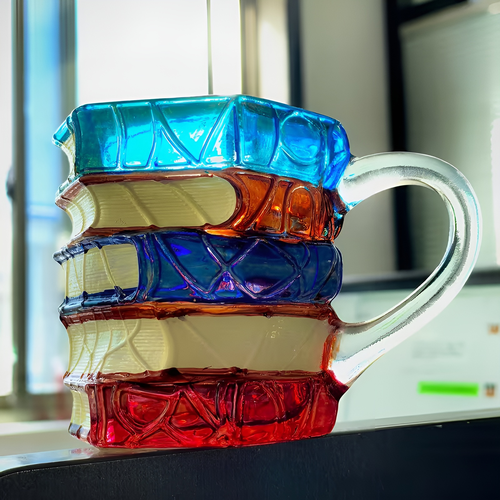 3D Painted Stack Book Glass Design Coffee Mug For Readers
