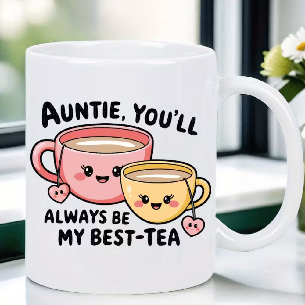 11 oz Ceramic Best Aunt Tea Coffee Mug Cartoon Heart Design Drinkware