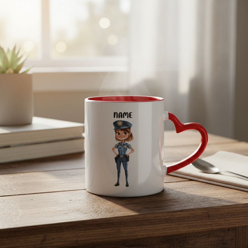 11oz Personalized Police Officer Cartoon Ceramic Mug