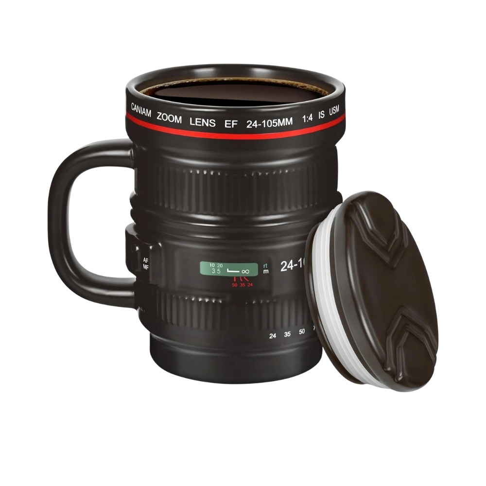 Professional Photographer Camera Lens Style 16 Oz Ceramic Coffee Mug With Handle