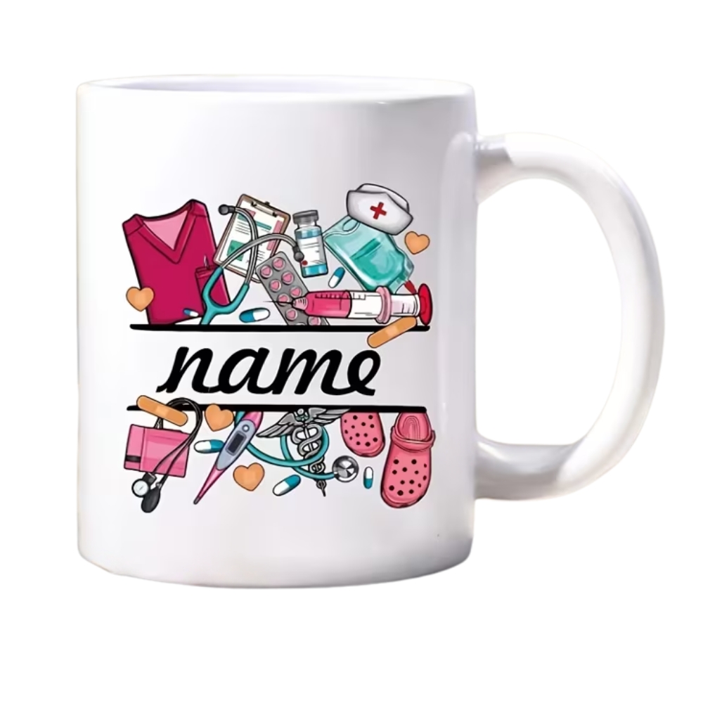 Medical-Themed Ceramic Mug with Personalized Name