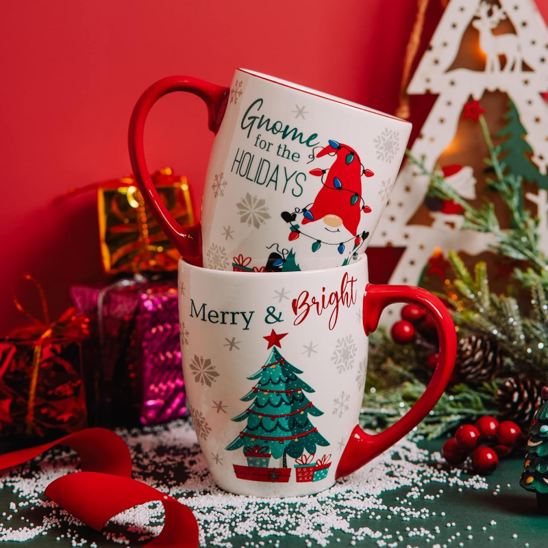 Set of 4 Porcelain Ceramic Christmas Mug