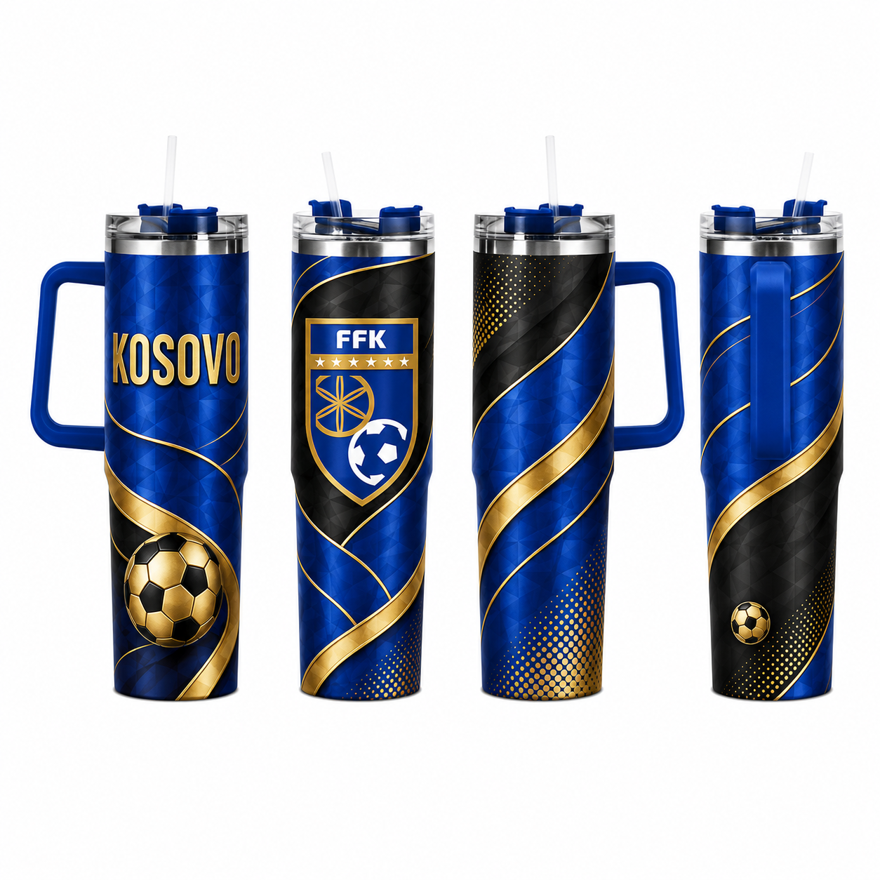 FIFA 2026 Kosovo Football Sports All Over Printed 40oz Tumbler With Straw And Lid