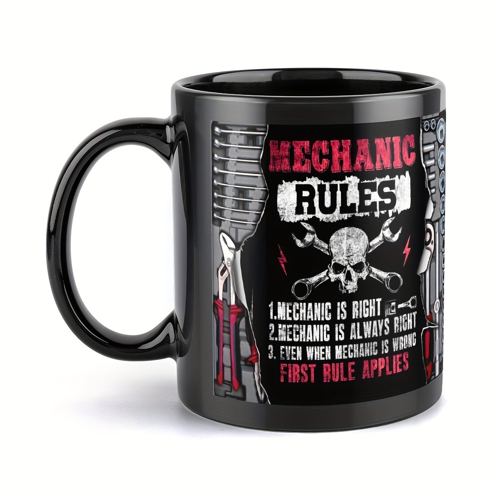 1pc 11oz Mechanic Rules Ceramic Mug Insulated Coffee Cup For Men and Women
