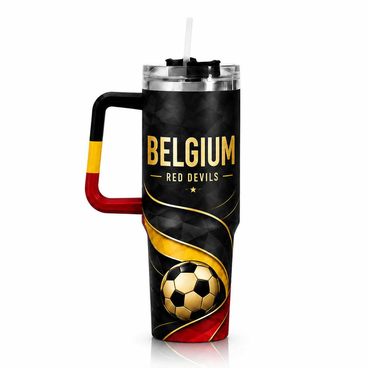 FIFA 2026 Belgium Football Sports All Over Printed 40oz Tumbler With Straw And Lid