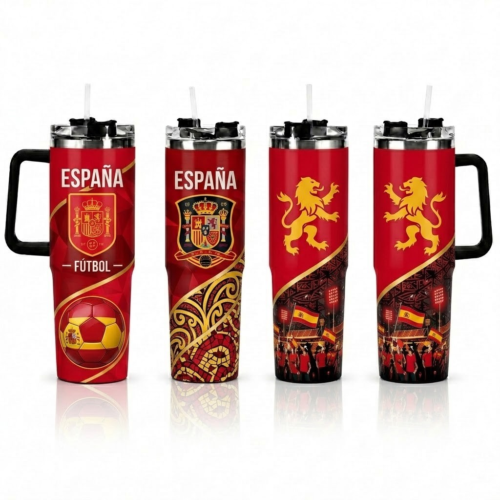FIFA 2026 Spain Football Sports All Over Printed 40oz Tumbler With Straw And Lid
