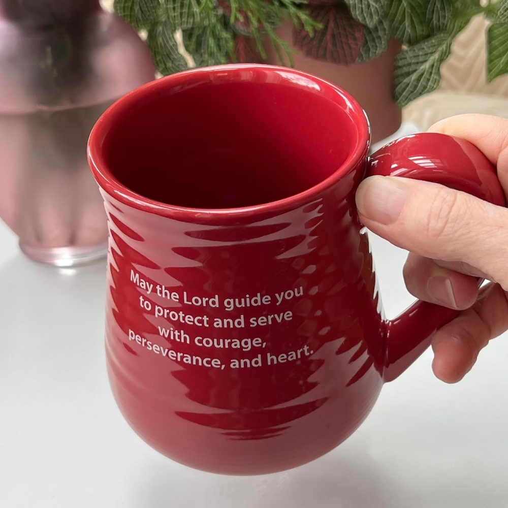 Gift Firefighter Pottery Mug Red Brown, 4.8 Inches