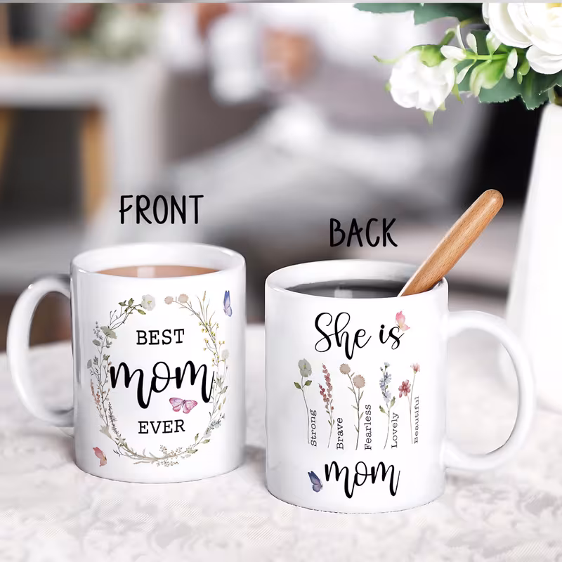 1pc mug ceramic cup with inspirational quotes 11oz dishwasher microwave safe mothers day birthday christmas gift for mom from daughter son grandma mum cup artistic script design comfortable handle 4