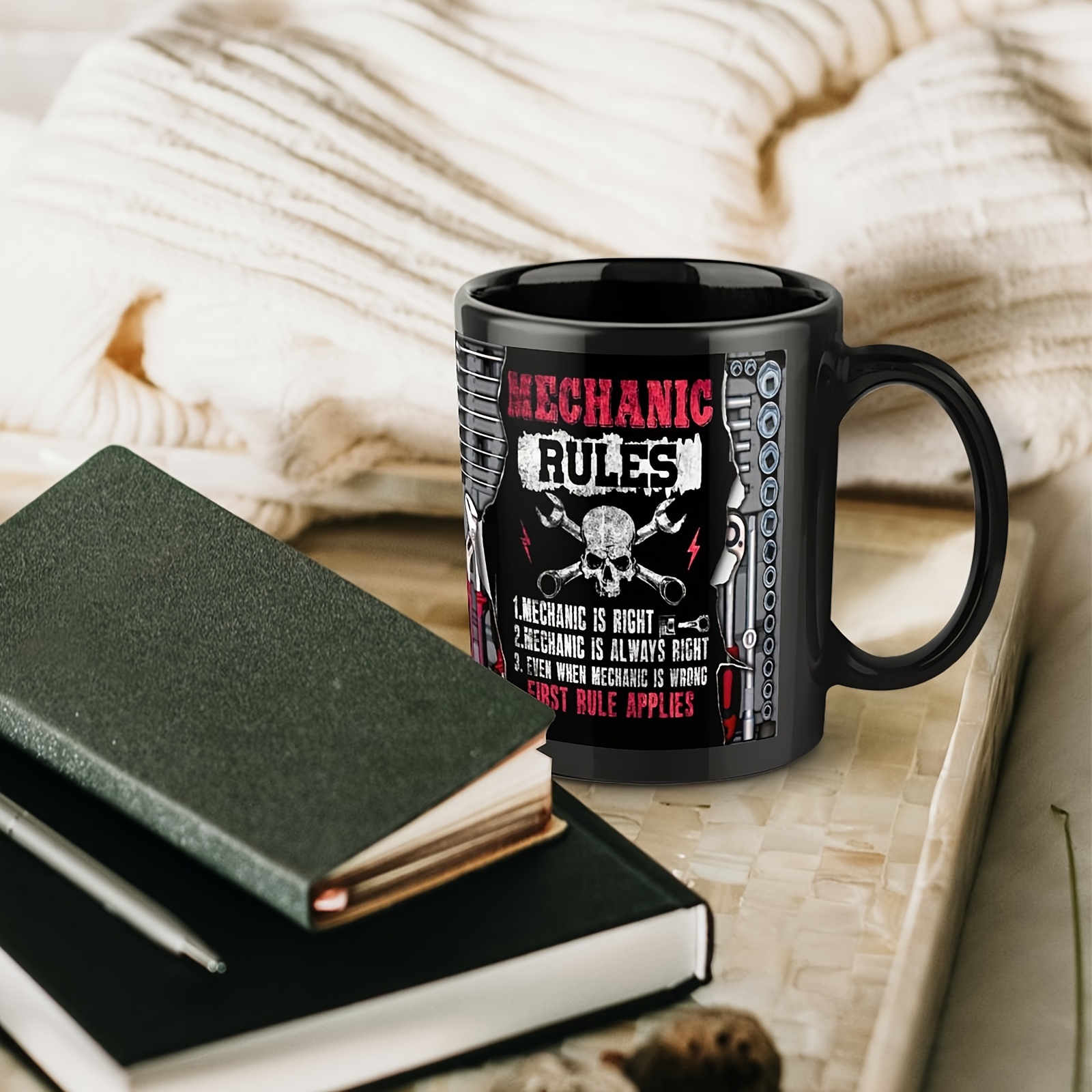 1pc 11oz Mechanic Rules Ceramic Mug Insulated Coffee Cup For Men and Women