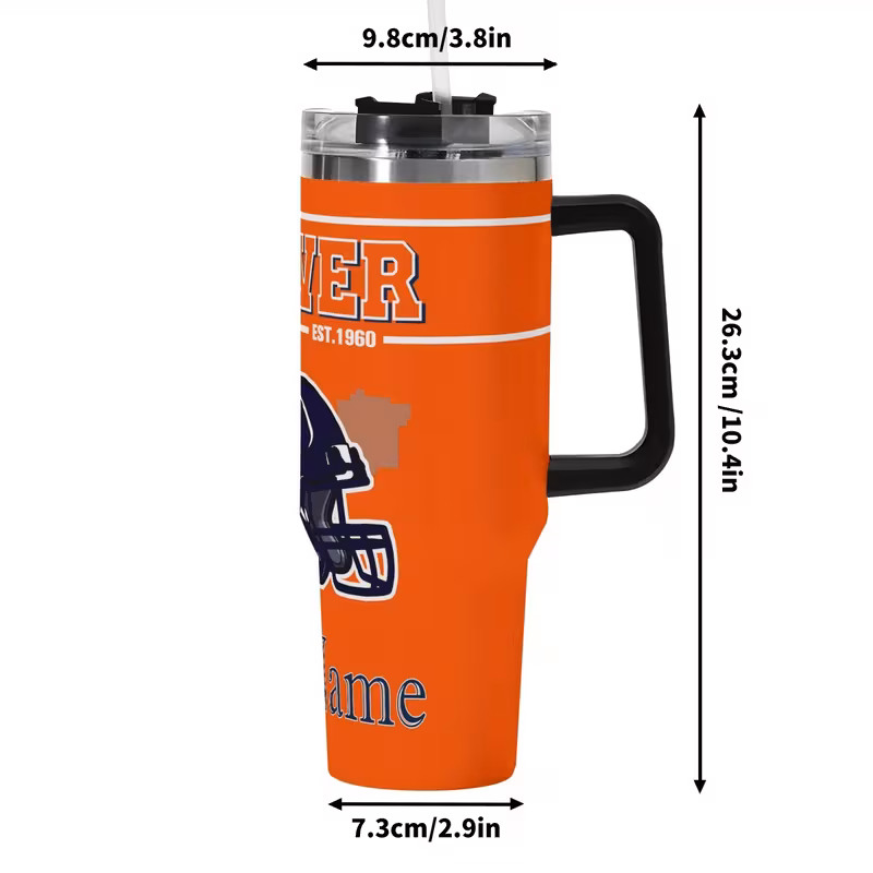 customizable football 40oz stainless steel vacuum vacuum with lid straw personalized name car cup reusable travel mug for coffee gift for fans ideal for cars offices home 5