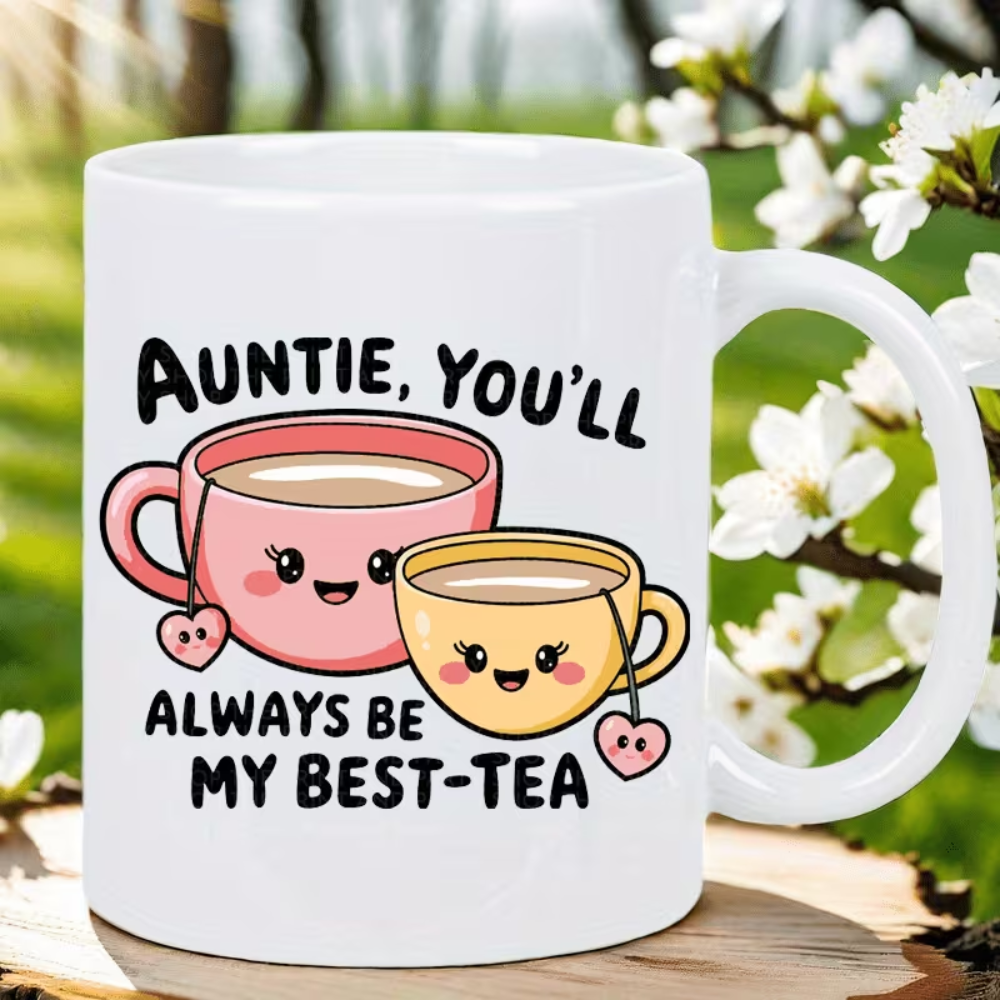11 oz Ceramic Best Aunt Tea Coffee Mug Cartoon Heart Design Drinkware