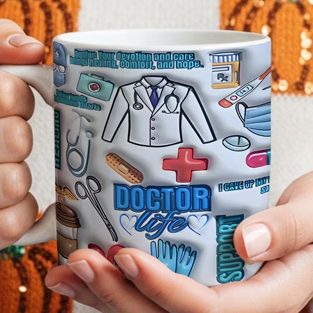 Ceramic Medical Theme Coffee Mug Doctor Nurse Pattern Drinkware