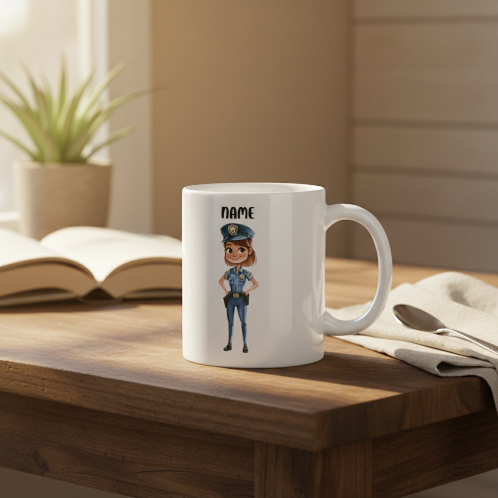 11oz Personalized Police Officer Cartoon Ceramic Mug