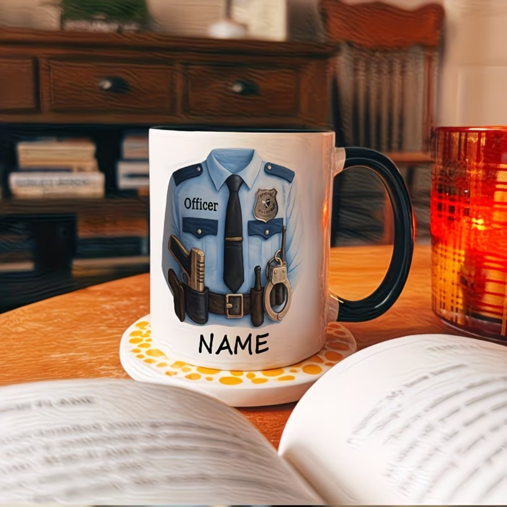 Personalized Police Officer Name Badge Ceramic Coffee Mug