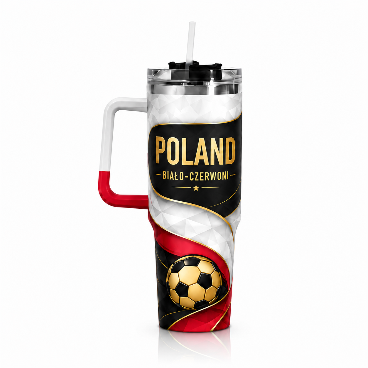 FIFA 2026 Poland Football Sports All Over Printed 40oz Tumbler With Straw And Lid