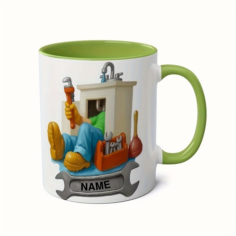 Personalized Plumber Name Print 11oz Coffee Mug With Graphic Design