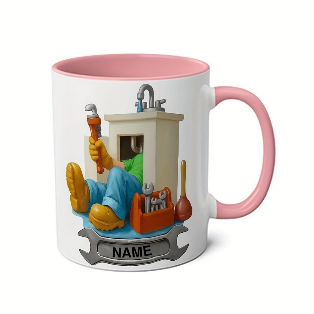 Personalized Plumber Name Print 11oz Coffee Mug With Graphic Design