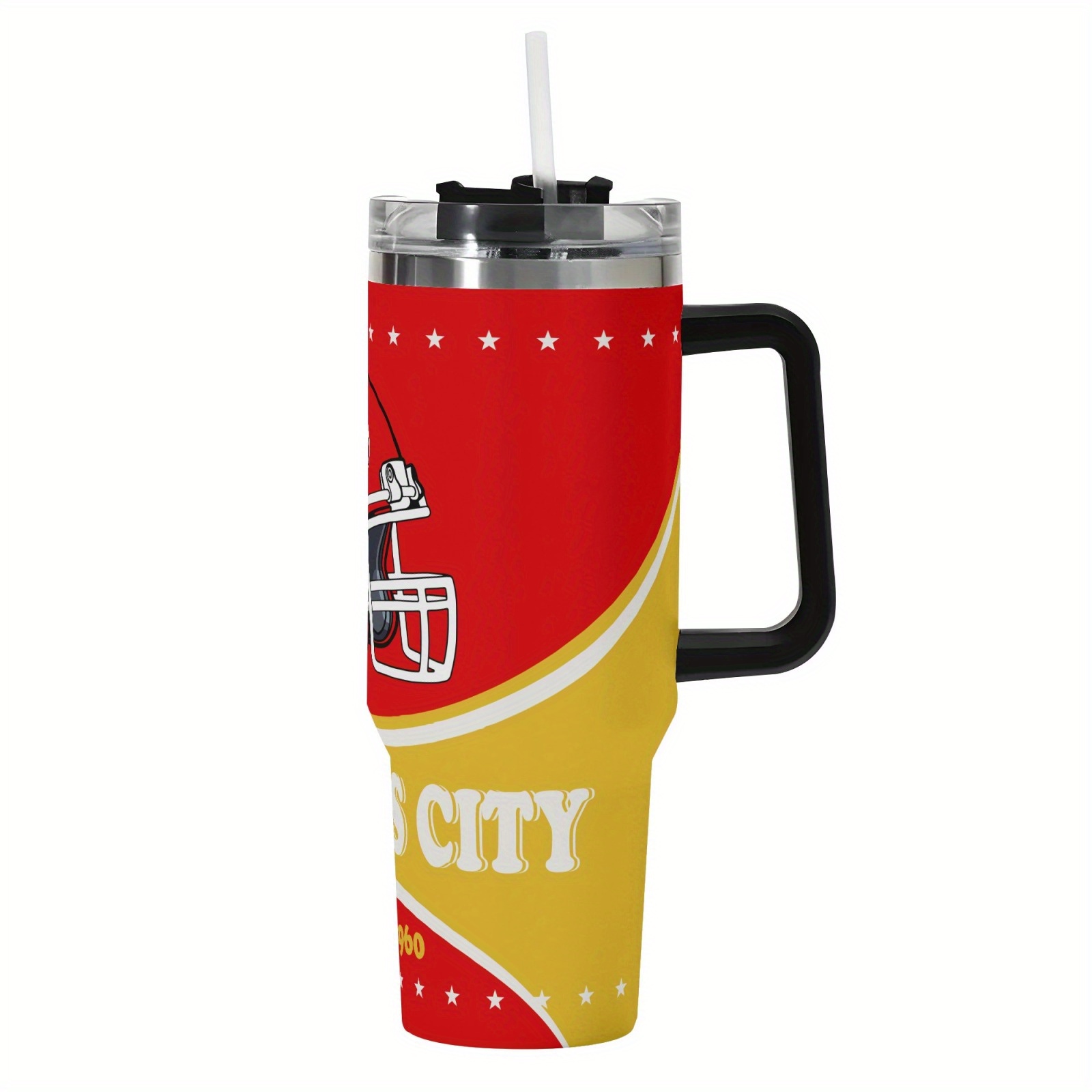 40oz Kansas City Chiefs Team Football Themed Stainless Steel Travel Tumbler