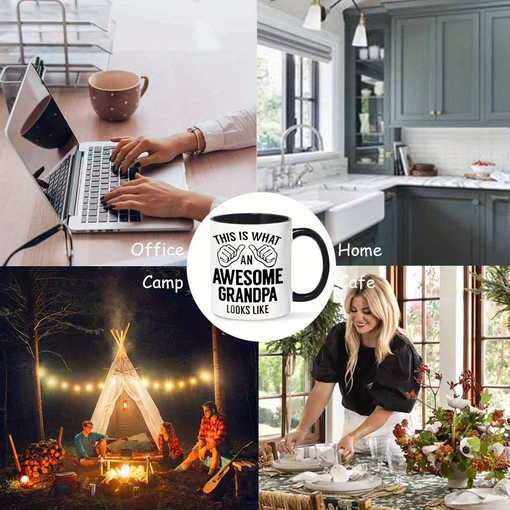 "This Is What an Awesome Grandpa Looks Like" Ceramic Coffee Mug - 11oz, Black & White, Funny Thumbs-Up Design