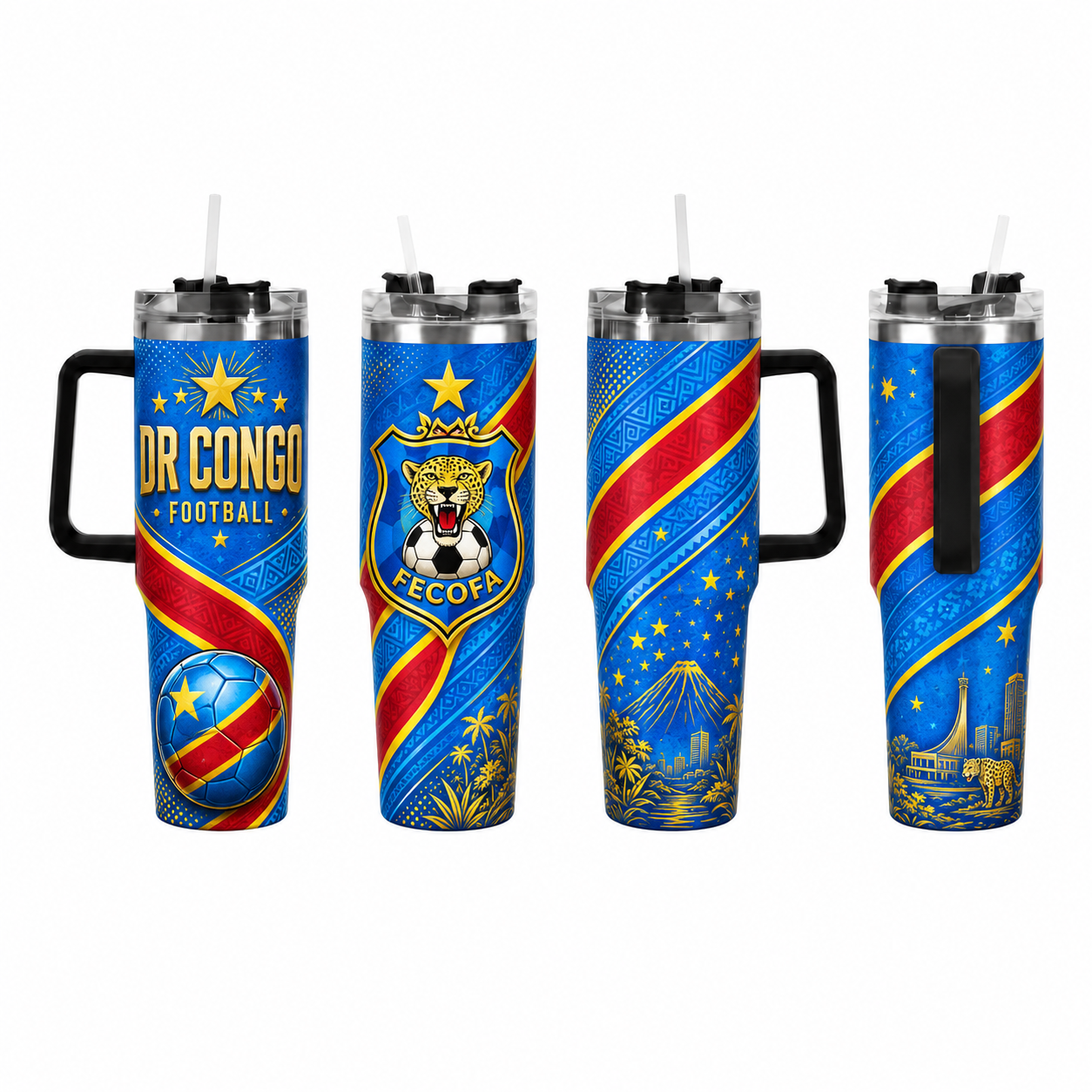 FIFA 2026 Democratic Republic Of The Congo Football Sports All Over Printed 40oz Tumbler With Straw And Lid