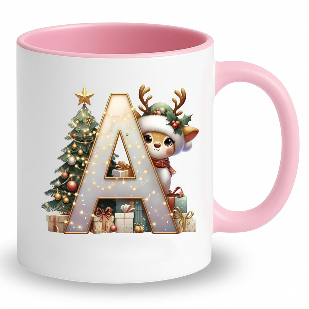 Christmas Personalized Initial Letter Printed Ceramic Mug