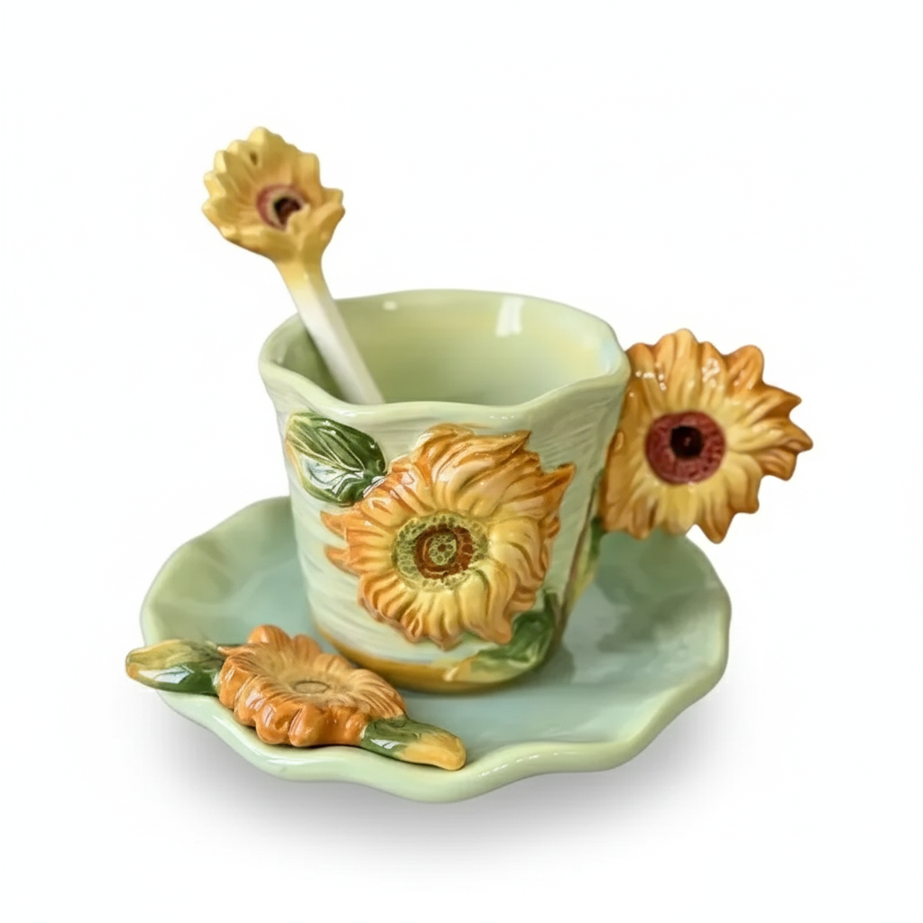 Ceramic Mug Set With Plate And Spoon
