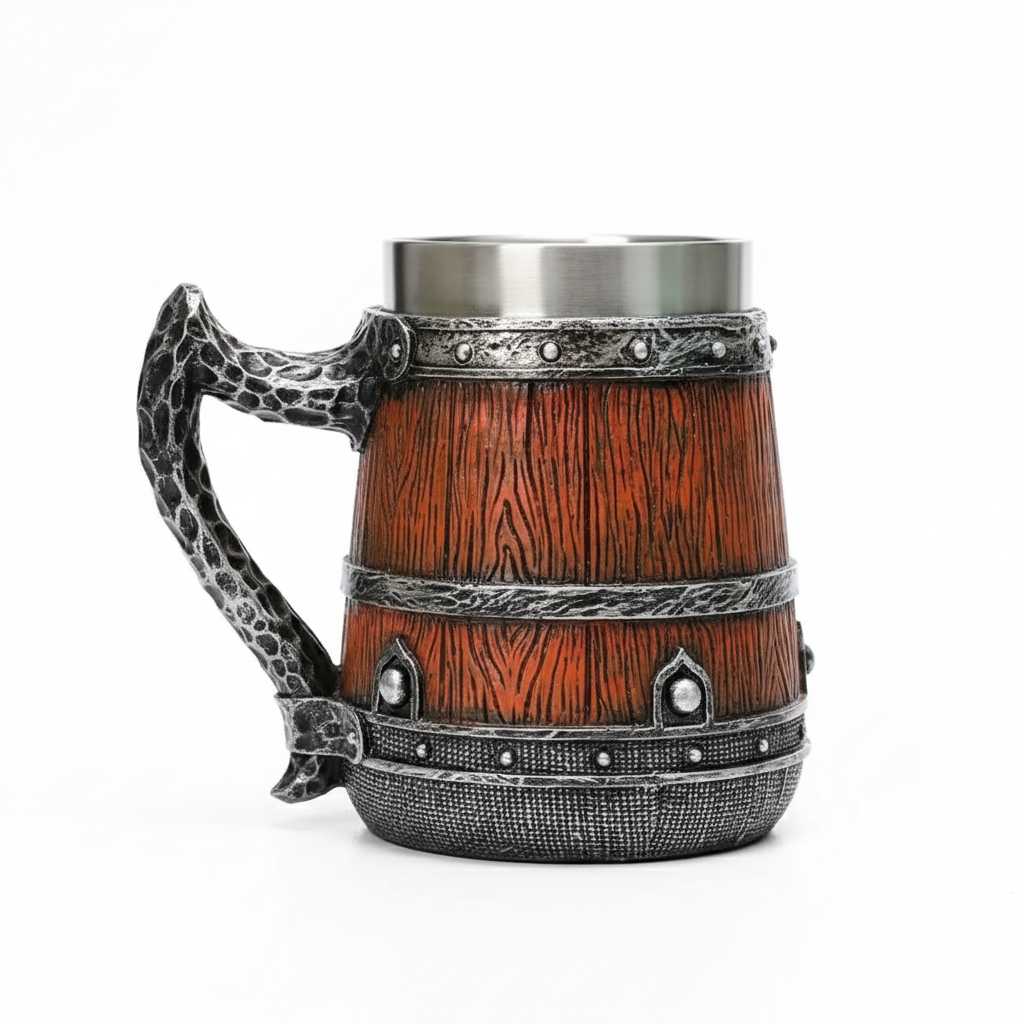 Handcrafted Barrel Design Stainless Steel Drinking Mug