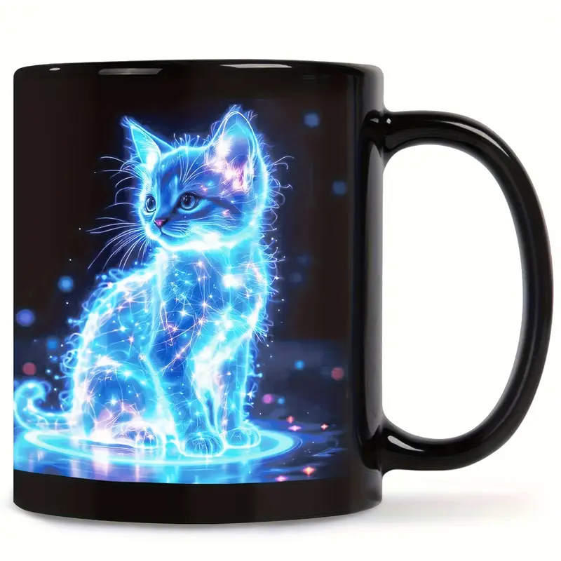 Glowing Cat Mug With Neon Design
