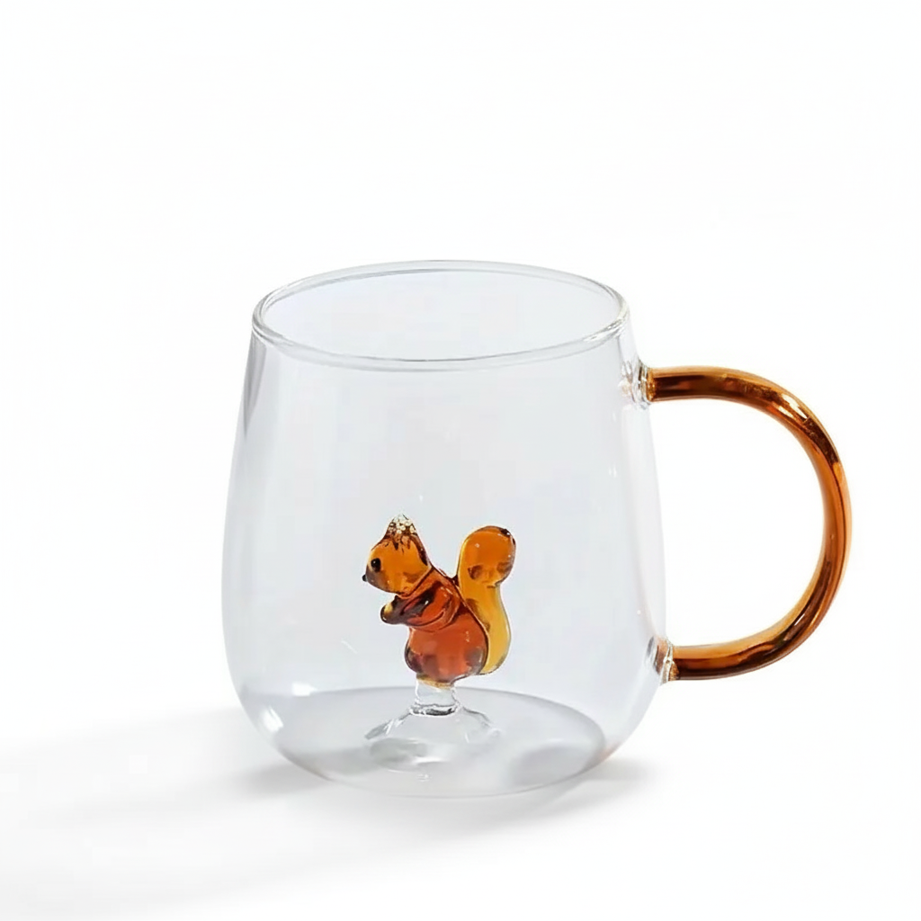 3D Animal Design Glass Mug