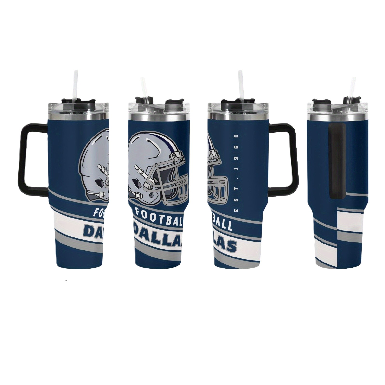 40oz Dallas Football Pinwheel Printed Stainless Steel Travel Tumbler