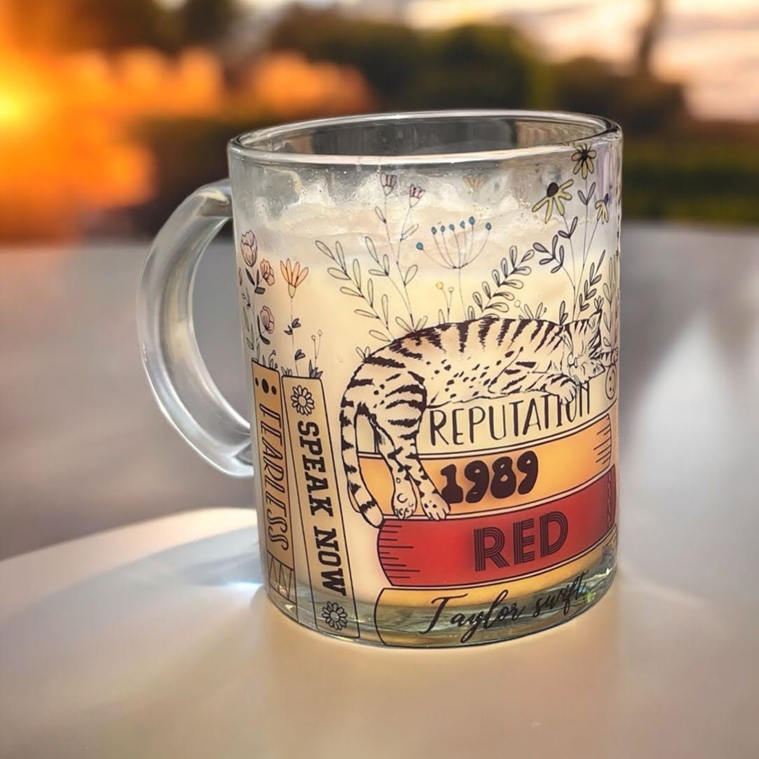 Album Book Printed Clear Glass Mug