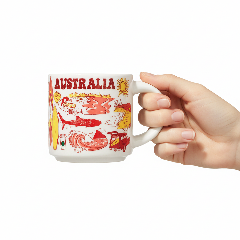 Australian Beach Theme Illustrated Ceramic Mug